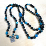 Hypersthene and Apatite Mala Bracelet * Blue Peruvian Opal * Lotus Charm * Yoga Jewelry * Yoga Gift * 108 Mala * Meditation Gift
