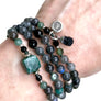 Labradorite Mala Beads * HIGH VIBRATION * Apatite * Moss Agate * Yoga Jewelry * Meditation Beads * 108 Mala Bracelet * Yoga Gift