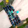 GROUND AND PROTECTION Mala Beads - Black Tourmaline - Onyx & Turquoise 108 Mala Necklace - Turquoise Bracelet