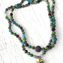 Loving Heart 108 Mala Beads Ruby Zoisite Ruby Tourmaline and Aquamarine Knotted Bracelet Yoga Jewelry Meditation Beads