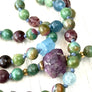 Loving Heart 108 Mala Beads Ruby Zoisite Ruby Tourmaline and Aquamarine Knotted Bracelet Yoga Jewelry Meditation Beads