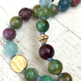 Loving Heart 108 Mala Beads Ruby Zoisite Ruby Tourmaline and Aquamarine Knotted Bracelet Yoga Jewelry Meditation Beads