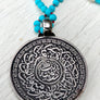 Rajasthan Indian Iskcon Temple (Krishna ) Silver Pendant - Knotted Turquoise Necklace - Protection - Boho Jewelry - Ethnic Jewelry