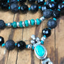 GROUND AND PROTECTION Mala Beads - Black Tourmaline - Onyx & Turquoise 108 Mala Necklace - Turquoise Bracelet
