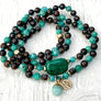 Psychic Protection * 108 Mala Bracelet * Bronzite * Amazonite * Chrysocolla * Throat Chakra Necklace * Evil Eye Charm * Yoga Gift