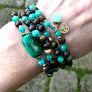Psychic Protection * 108 Mala Bracelet * Bronzite * Amazonite * Chrysocolla * Throat Chakra Necklace * Evil Eye Charm * Yoga Gift