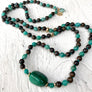 Psychic Protection * 108 Mala Bracelet * Bronzite * Amazonite * Chrysocolla * Throat Chakra Necklace * Evil Eye Charm * Yoga Gift