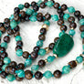 Psychic Protection * 108 Mala Bracelet * Bronzite * Amazonite * Chrysocolla * Throat Chakra Necklace * Evil Eye Charm * Yoga Gift