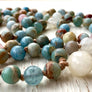 Moonstone Mala Beads Aquamarine Necklace Rose Quartz Tassel Necklace Japa Mala Prayer Beads