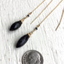 Black Onyx and Spinel Threader Long Dangle Earrings To Release Negativity