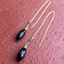 Black Onyx and Spinel Threader Long Dangle Earrings To Release Negativity