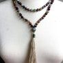 KNOTTED MALA NECKLACE Boho Mala Beads Aquamarine Labradorite Tassel Necklace Chakra Jewelry Gemstone Mala Beads Meditation Gift Yoga Jewelry