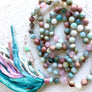 PEACEFUL HEART MALA Beads Calming Mala Necklace Rose Quartz Amazonite Mala Beads 108 Aquamarine Mala Beads Healing Crystals Yoga Gift