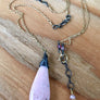 Pink Opal Pendant Necklace, Mixed Metal Layered Necklace October Birthstone Silver and Gold