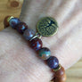 Sandalwood and Red Lightning Agate Stretch Bracelet with Tree of Life Charm For Chakra Healing