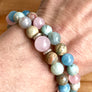 Multi Gemstone Bracelet African Opal Aquamarine Rose Quartz Moonstone Stretch Bracelet Stackable Bracelet Chakra Healing