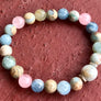 Aquamarine, Rose Quartz and Moonstone Gemstone Stretch Stackable Bracelet