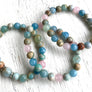 Aquamarine, Rose Quartz and Moonstone Gemstone Stretch Stackable Bracelet