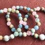 Aquamarine, Rose Quartz and Moonstone Gemstone Stretch Stackable Bracelet