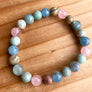 Multi Gemstone Bracelet African Opal Aquamarine Rose Quartz Moonstone Stretch Bracelet Stackable Bracelet Chakra Healing