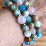 Multi Gemstone Bracelet African Opal Aquamarine Rose Quartz Moonstone Stretch Bracelet Stackable Bracelet Chakra Healing