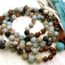 I am Calm Amazonite Mala Beads Sandalwood Mala Necklace Long Tassel Necklace Boho Yoga Jewelry