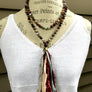 108 Gemstone Root Chakra Mala Beads Red Lightning Agate, Garnet and Aquamarine for Spiritual Awareness and Meditation