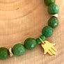 Petite Green Turquoise Stretch Bracelet with Vermeil Evil Eye Charm for Protection and Healing