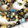 Honey Tiger Eye and Aquamarine 108 Knotted Bracelet to Protect from the Evil Eye