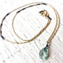 Delicate Aquamarine Mixed Metal Layered Necklace March Birthstone