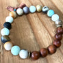 Amazonite and Sandalwood Mala Tassel Bracelet For Emotional Healing and Balance