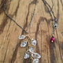 Herkimer Diamond and Ruby Mixed Metal Cascade Necklace for Spiritual Awareness