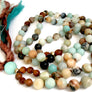 I am Calm Amazonite Mala Beads Sandalwood Mala Necklace Long Tassel Necklace Boho Yoga Jewelry