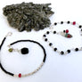 Delicate Black Spinel Bracelet Wire Wrapped with Ruby Zoisite and Ruby