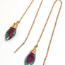 Long Threader Earrings Ruby Zoisite Dangle Earrings Ruby Jewelry Sterling Silver 14K Gold Filled