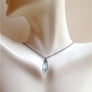 Moss Aquamarine Pendant Necklace Wire Wrapped on Oxidized Sterling Silver Chain