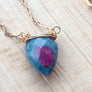 Ruby Zoisite Arrowhead Gemstone Pendant Necklace Layering Jewelry