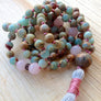 Mala Beads for Stress Relief, Strength, Unconditional Love and Happiness, African Opal and Rose Quartz Mala Beads