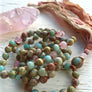 Mala Beads 108 African Opal Mala Rose Quartz Long Tassel Necklace Yoga Jewelry