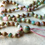 Rose Quartz and African Opal Mala Necklace to Open the Heart Chakra