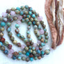 Boho Long Tassel African Opal and Rose Quartz Prayer Beads for Meditation and Spiritual Awareness