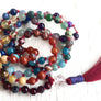 7 Chakra Mala Necklace Herkimer Diamond Red String Kabbalah for Protection and Chakra Healing