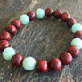 Rosewood and Amazonite Stretch Mala Bracelet for Health, Wellness and Balance