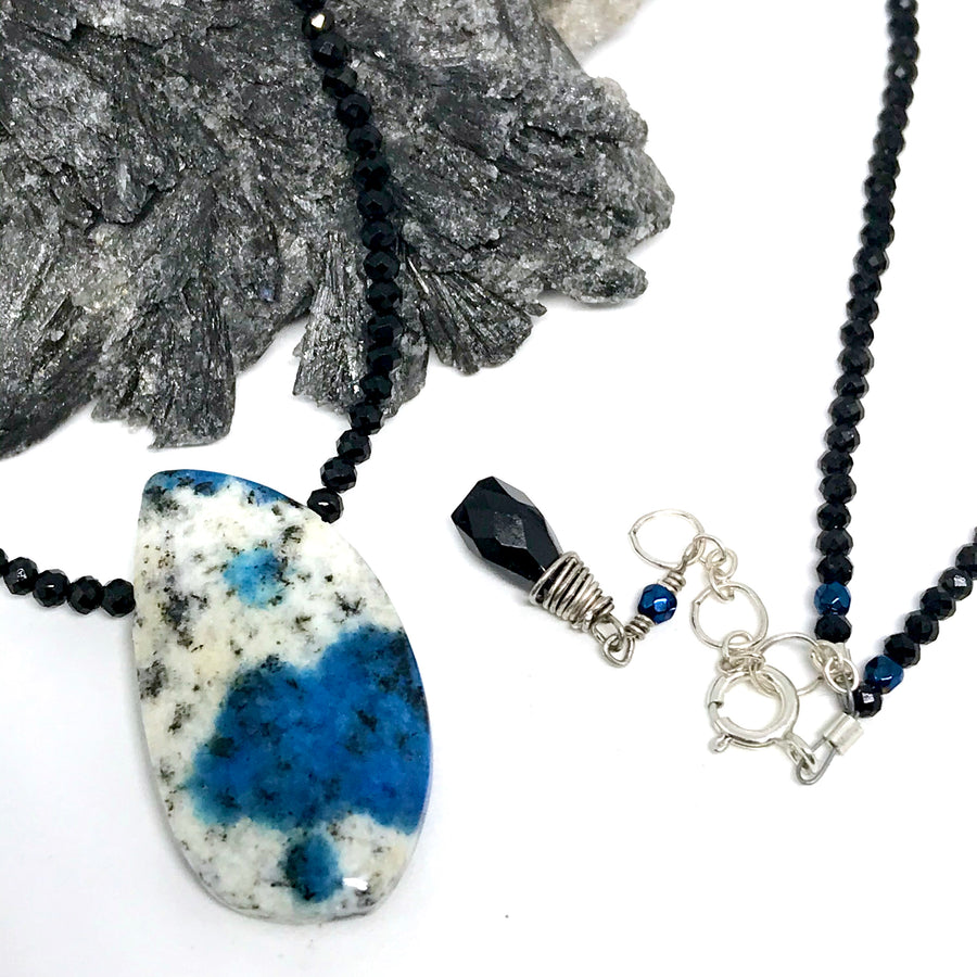 Black Spinel and K2 Jasper Pendant Necklace for Emotional Balance Harmony and Peace