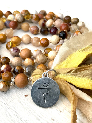 Solar Plexus Mala Beads- Manipura Chakra Necklace - PERSONAL POWER - Self Esteem - Third Chakra Jewelry - Yoga Gift with Meaning