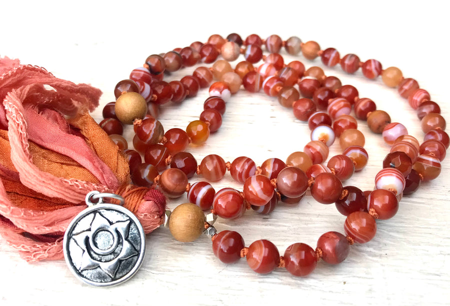 Svādhishthāna Chakra Mala - 108 Mala Necklace - Sacral Chakra Mala Beads - CREATIVITY - SELF ACCEPTANCE - Yoga Jewelry - Spiritual Gift