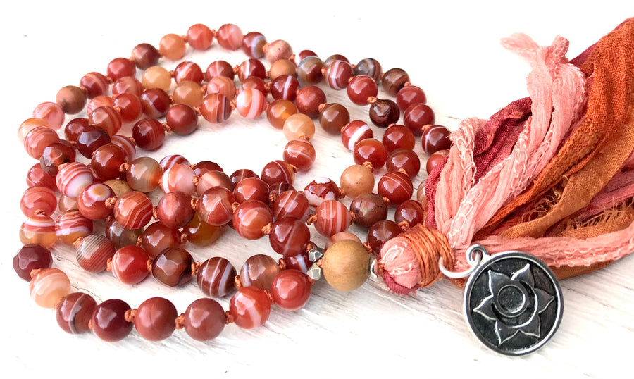 Svādhishthāna Chakra Mala - 108 Mala Necklace - Sacral Chakra Mala Beads - CREATIVITY - SELF ACCEPTANCE - Yoga Jewelry - Spiritual Gift