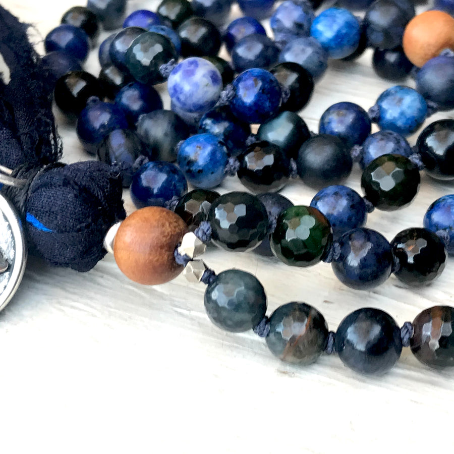 Third Eye Chakra Mala Necklace - TRUTH SEEKER - INTUITION - Courage- Ajna Chakra Mala Beads - Spiritual Gift - Mala for Him - Yoga Jewelry