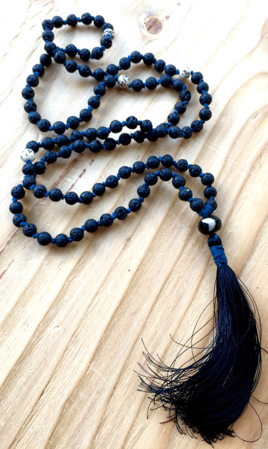 Essential Oil Diffuser Black Lava Mala Necklace for Grounding and Change