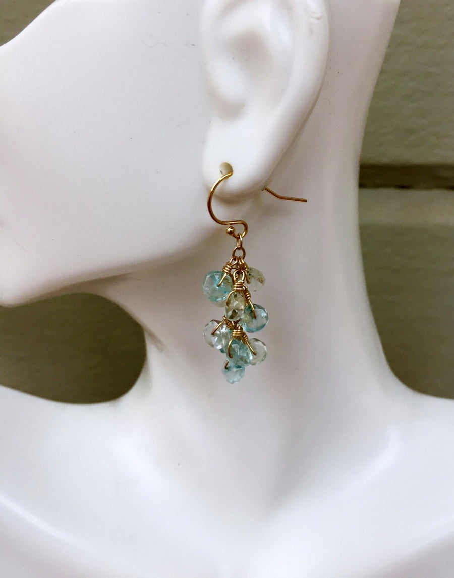 Aquamarine Cluster Earrings to support the Throat Chakra